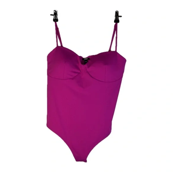 Express Body Contour Magenta Bodysuit Swimsuit Size L - Picture 3 of 6